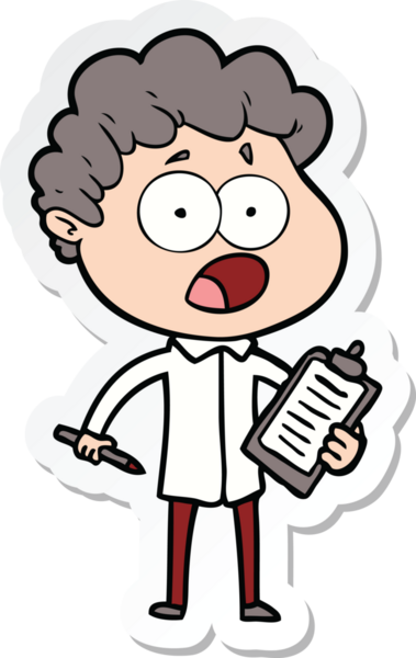 Bir insan tarafından çizilmiş, şaşırarak nefes nefese kalmış bir çizgi film karakterinin çıkartması.