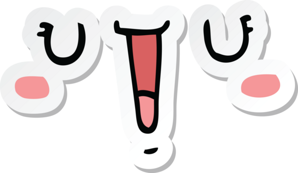 Bir insan tarafından çizilmiş mutlu çizgi film yüzü çıkartması.