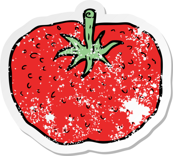 Bir insan tarafından çizilmiş bir domatesin gerilimli çıkartması.