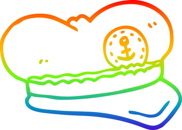 gökkuşağı gradyan çizgi çizimi bir insan tarafından çizilmiş denizci şapkası