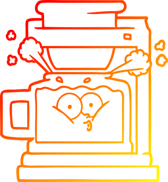Bir insan tarafından çizilmiş sıcak kahve demliğinin sıcak gradyan çizgisi