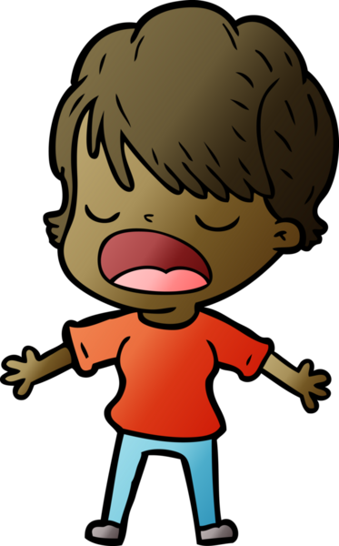 Bir insan tarafından çizilmiş bir karikatür kadın konuşuyor.