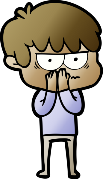 Bir insan tarafından çizilmiş sinirli çizgi film çocuğu.