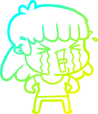 Bir insan tarafından çizilmiş göz yaşları içinde bir çizgi film kadını çizimi.