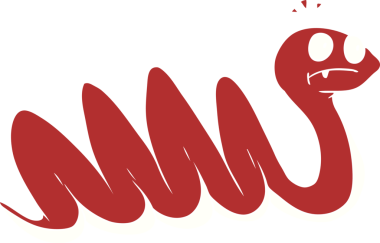 Bir insan tarafından çizilmiş düz renkli çizgi film yılanı.