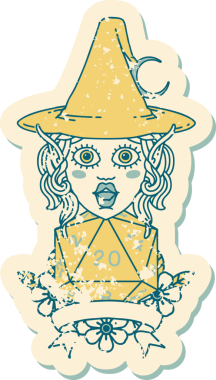 Retro Dövme Biçimli elf karakteri Bir insan tarafından çizilmiş doğal yirmi zar atışıyla