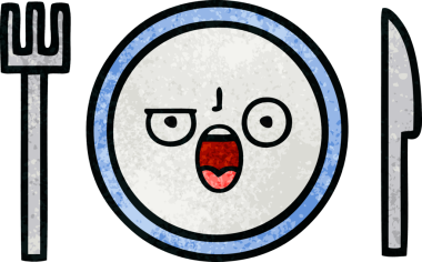 Bir insan tarafından çizilmiş yemek tabağının retro grunge deseni.