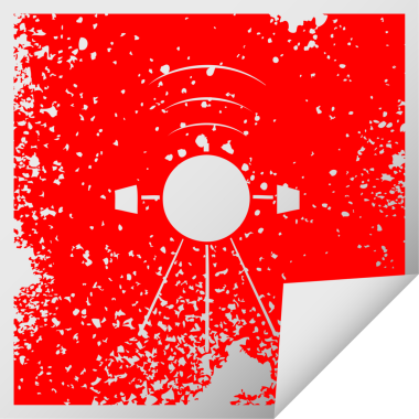 Bir insan tarafından çizilmiş bir uydunun kare soyma etiketi.