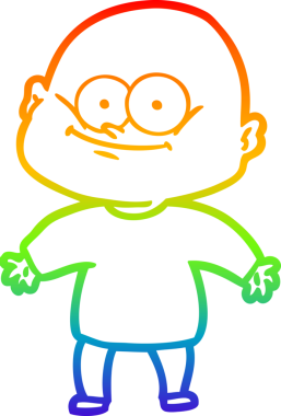 Gökkuşağı gradyan çizgi çizimi bir insan tarafından çizilmiş kel bir adamın çizimi