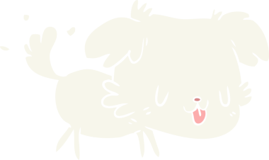 Bir insan tarafından çizilmiş düz renkli çizgi film köpeği.