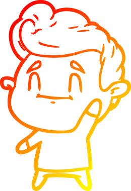 Bir insan tarafından çizilmiş mutlu bir çizgi film karakteri çizimi.