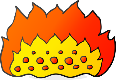 Bir insan tarafından çizilmiş karikatür alevleri