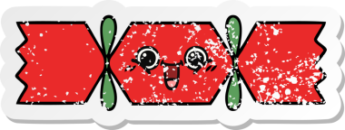 Bir insan tarafından çizilmiş tatlı bir noel krakerinin sıkıntılı çıkartması.