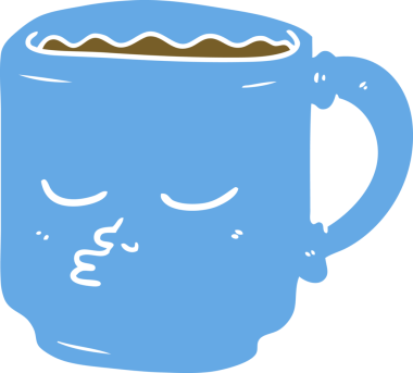 Bir insan tarafından çizilmiş düz renkli kahve fincanı.