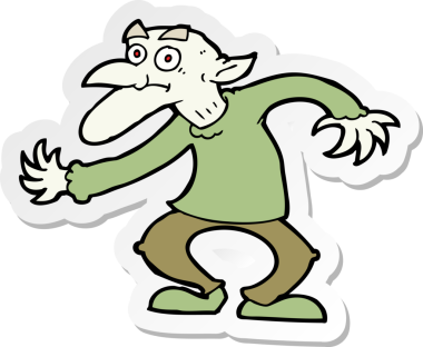 Bir insan tarafından çizilmiş çizgi film cininin çıkartması.