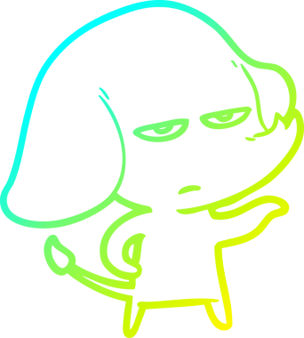 Bir insan tarafından çizilmiş soğuk bir çizgi film filinin çizimi.