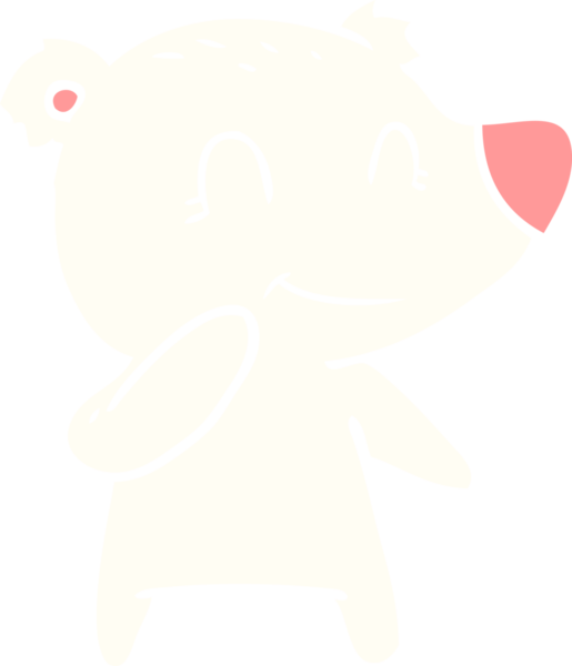 Bir insan tarafından çizilmiş gülümseyen kutup ayısı düz renkli çizgi film