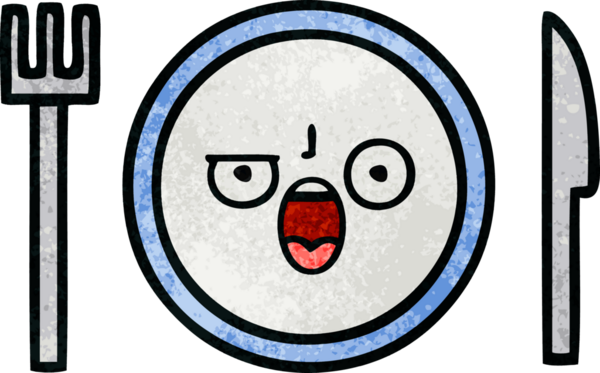 Bir insan tarafından çizilmiş yemek tabağının retro grunge deseni.