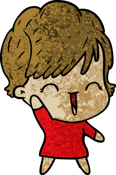 Bir insan tarafından çizilmiş gülen kadın çizgi filmi.