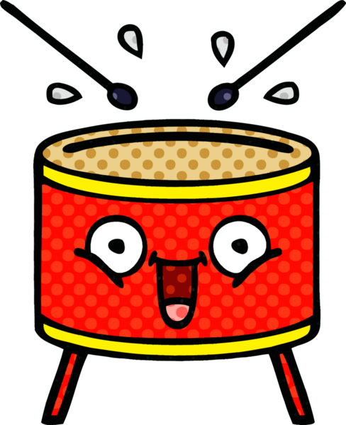 Bir insan tarafından çizilmiş davul çiziminin çizgi roman tarzı