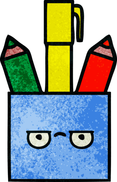 Bir insan tarafından çizilmiş bir kalem tenceresinin retro grunge desen karikatürü