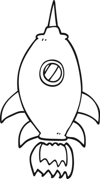 Bir insan tarafından çizilmiş siyah beyaz çizgi film uzay gemisi