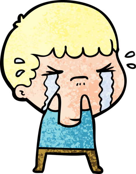 Bir insan tarafından çizilmiş ağlayan çizgi film adamı.