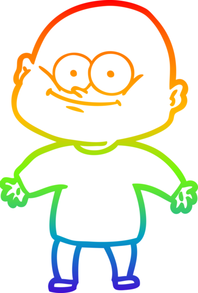 Gökkuşağı gradyan çizgi çizimi bir insan tarafından çizilmiş kel bir adamın çizimi