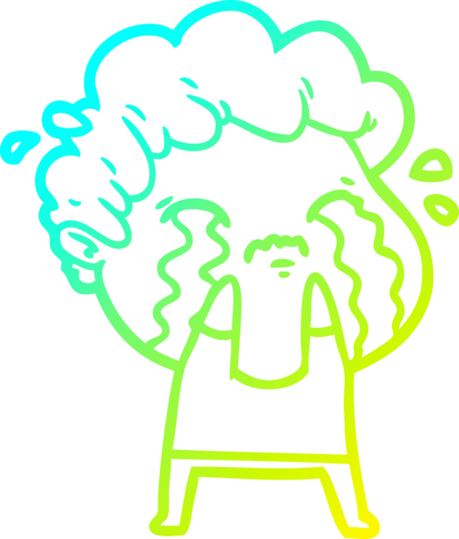 Bir insan tarafından çizilmiş ağlayan bir çizgi film karakteri çizimi.