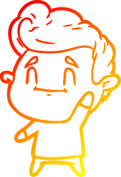 Bir insan tarafından çizilmiş mutlu bir çizgi film karakteri çizimi.