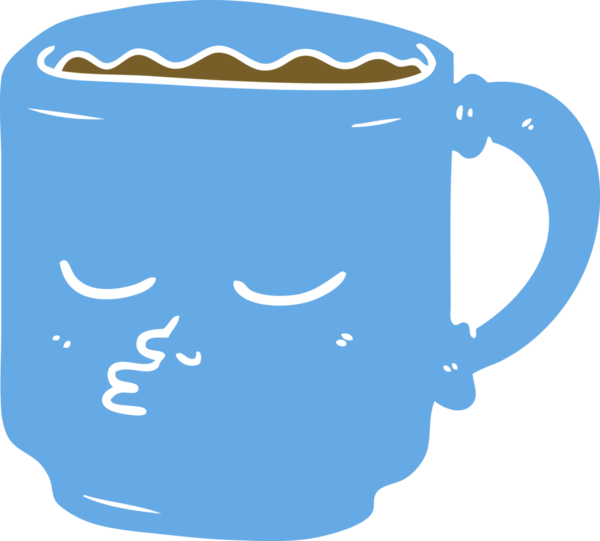 Bir insan tarafından çizilmiş düz renkli kahve fincanı.