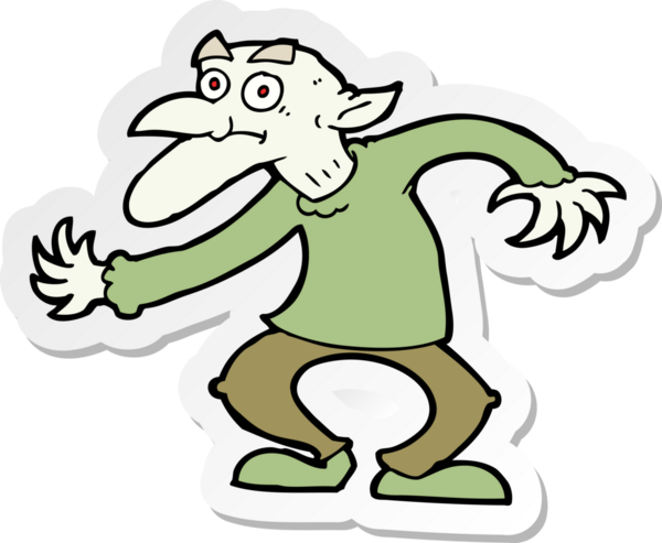 Bir insan tarafından çizilmiş çizgi film cininin çıkartması.