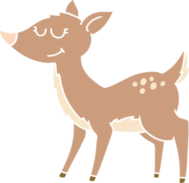 Bir insan tarafından çizilmiş düz renkli çizgi film geyiği.