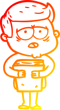 Bir insan tarafından çizilmiş, yorgun bir adamın çizgi çizimi.