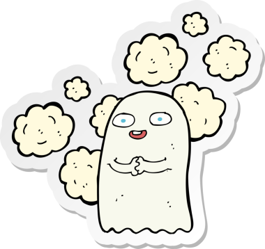 Bir insan tarafından çizilmiş bir hayaletin çıkartması.