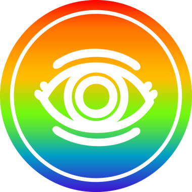 bir insan tarafından çizilmiş gökkuşağı gradyan göz dairesel simgesi