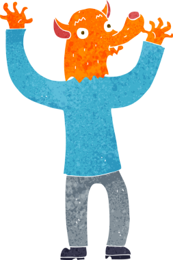 Bir insan tarafından çizilmiş mutlu tilki adam.