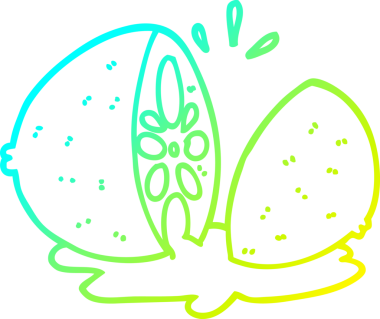 Bir insanın çizdiği limonu kestiği karikatür çizimi.