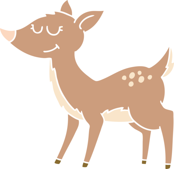 Bir insan tarafından çizilmiş düz renkli çizgi film geyiği.