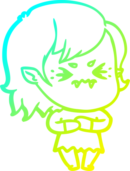 Bir insan tarafından çizilmiş, soğuk gradyan çizgi film karakteri bir vampir kız.