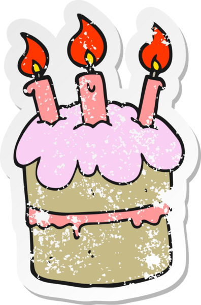Bir insan tarafından çizilmiş doğum günü pastasının sıkıntılı çıkartması.