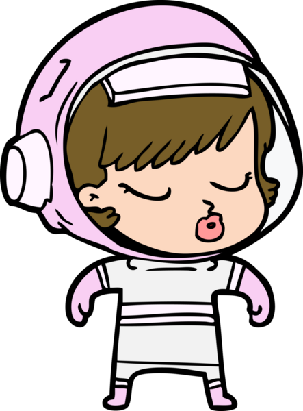 Bir insan tarafından çizilmiş güzel astronot kız.