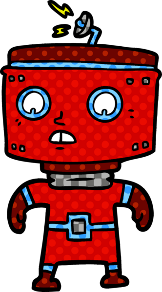 Bir insan tarafından çizilmiş çizgi film robotu