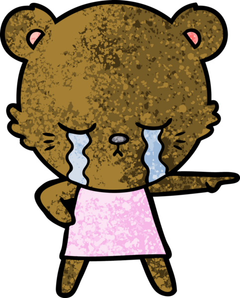 Ağlayan çizgi film ayısı bir insan tarafından çizilmiş.