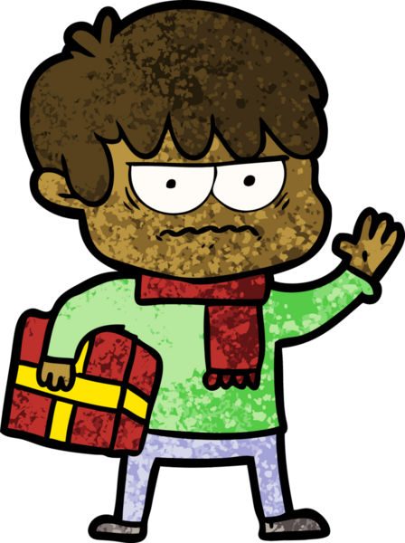 Bir insan tarafından çizilmiş sinirli çizgi film çocuğu.