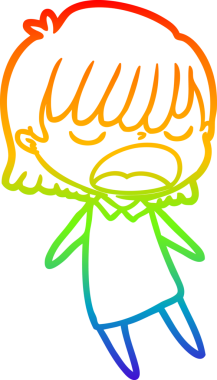 Gökkuşağı gradyan çizgi çizimi Bir insan tarafından yüksek sesle çizilen bir kadın karikatürü