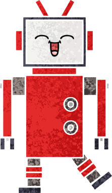 Bir insan tarafından çizilmiş bir robotun retro çizim tarzı karikatürü