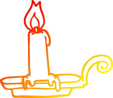 Bir insan tarafından çizilmiş yanan bir mumun sıcak çizgi çizimi