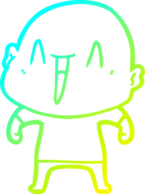 Bir insan tarafından çizilmiş, mutlu, kel bir adamın çizdiği soğuk çizgi.