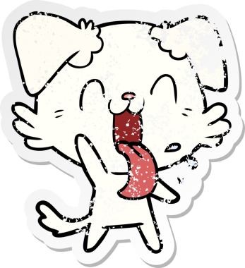 Bir insan tarafından çizilmiş, nefes nefese kalmış bir köpeğin sıkıntılı çıkartması.